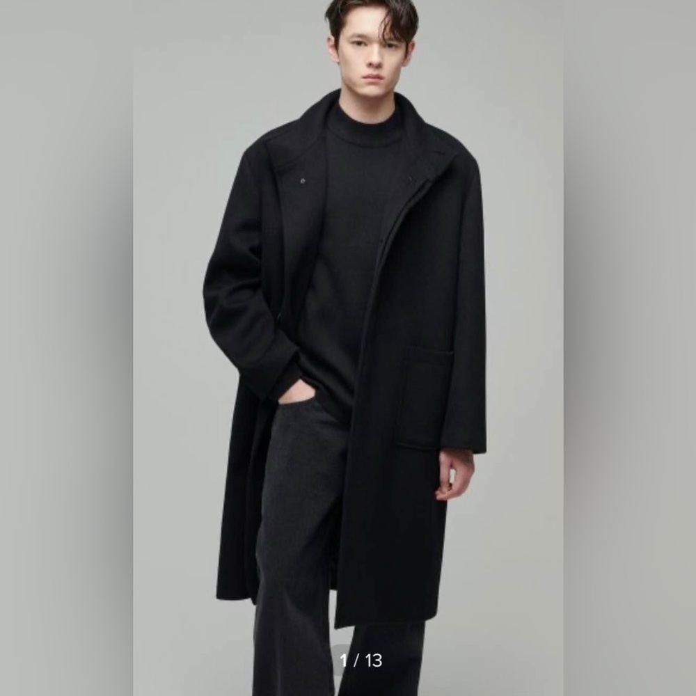 Men Cashmere Blend Oversized High Neck Coat Size Medium
